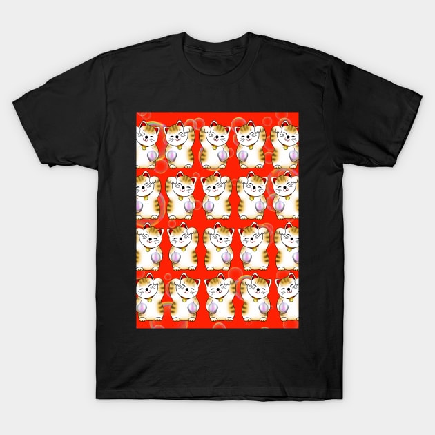 Lucky cat, calico maneki, pattern T-Shirt by cuisinecat